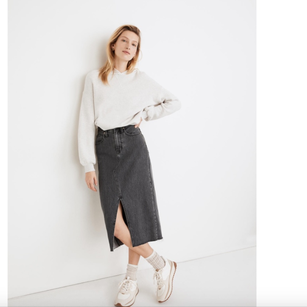 NWT Madewell Rigid Denim A-Line Midi Skirt